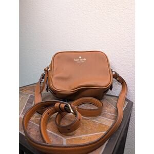 Kate Spade Pebbled Brown Leather Crossbody Bag Double Zip